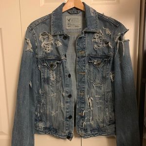 Distressed jean jacket